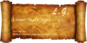 Loser György névjegykártya